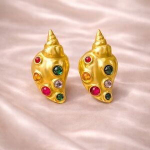 Seashell Gold Colorful Shell Earrings